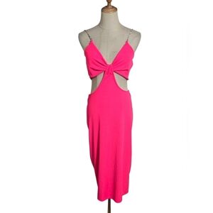 Almost Famous Neon Pink Rhinestone Strap Club Dress